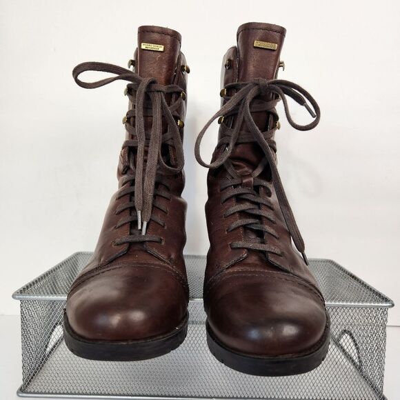 Rockport Lace Up Waterproof Boots Womens Size 7.5 Brown Leather  goth grunge - Picture 9 of 16